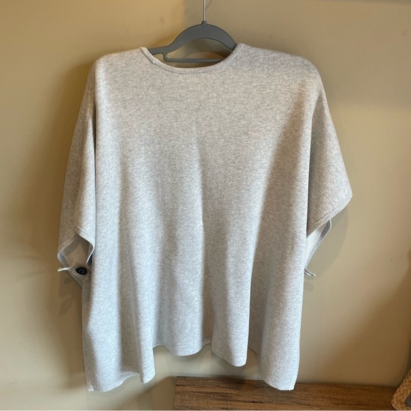 Lilla P Longline Open Front Ruana Sweater Gray Ribbed Knit Womens One Size OS - Picture 3 of 8